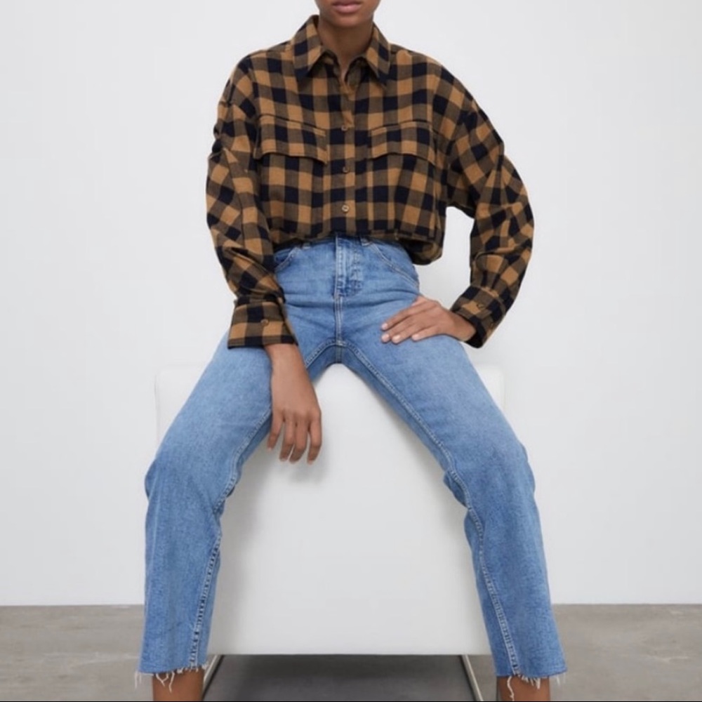 Zara oversized plaid shirt NEW xl